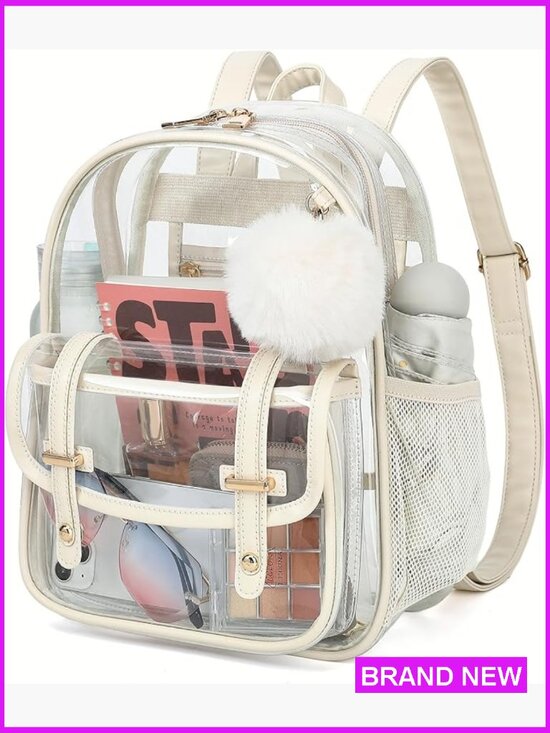 Handbags - Clear Backpack for Stadium Events Mini See Through Bookbag Casual Daypack